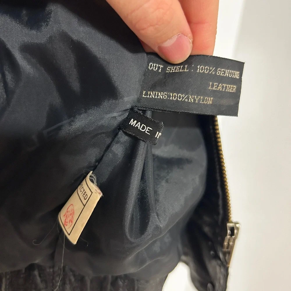 Pelle New York Milano Mens Black Embossed Leather Bomber Jacket Size‎ L